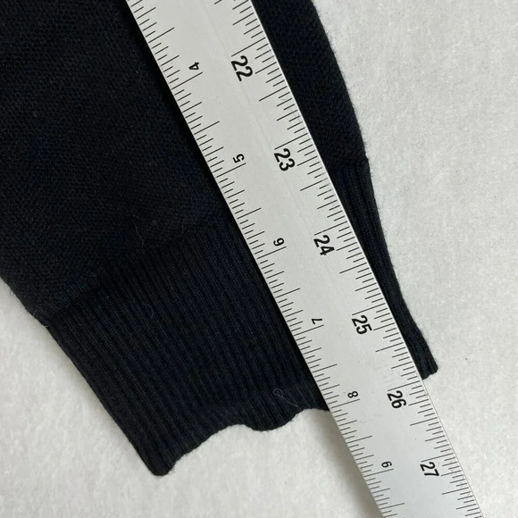 Zara Sweatshirt Women's Sz Large Black Crew Neck Ribbed Knit Pullover Stretch - Picture 5 of 10